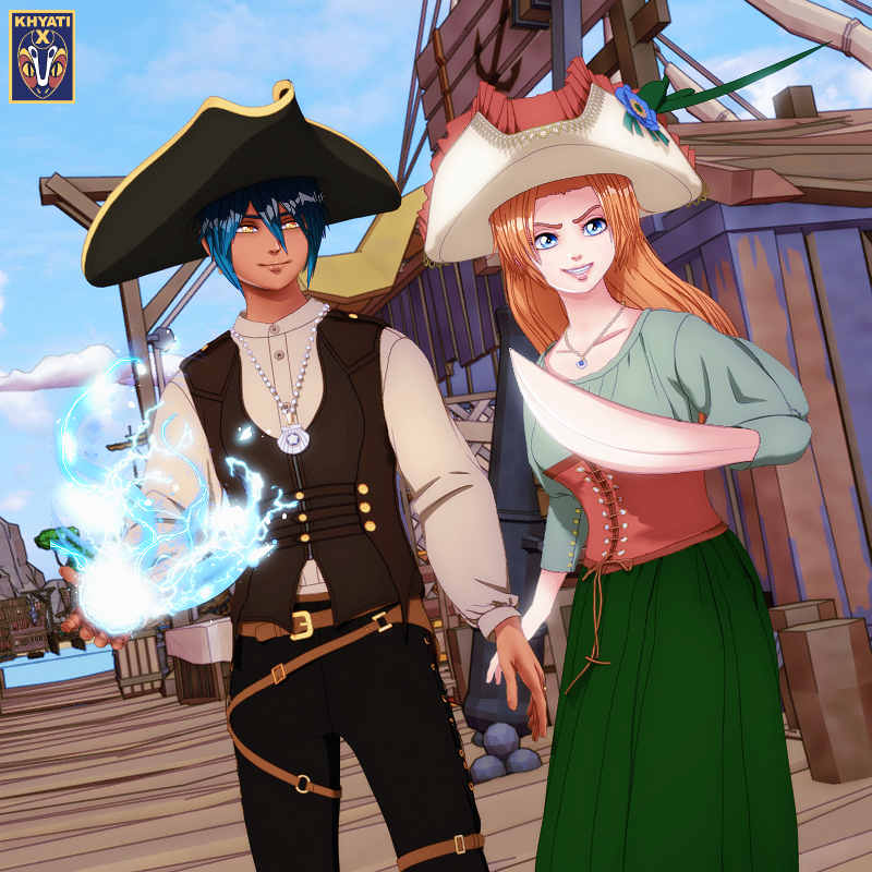 Pirate Collab; Water Damon and female Lyall