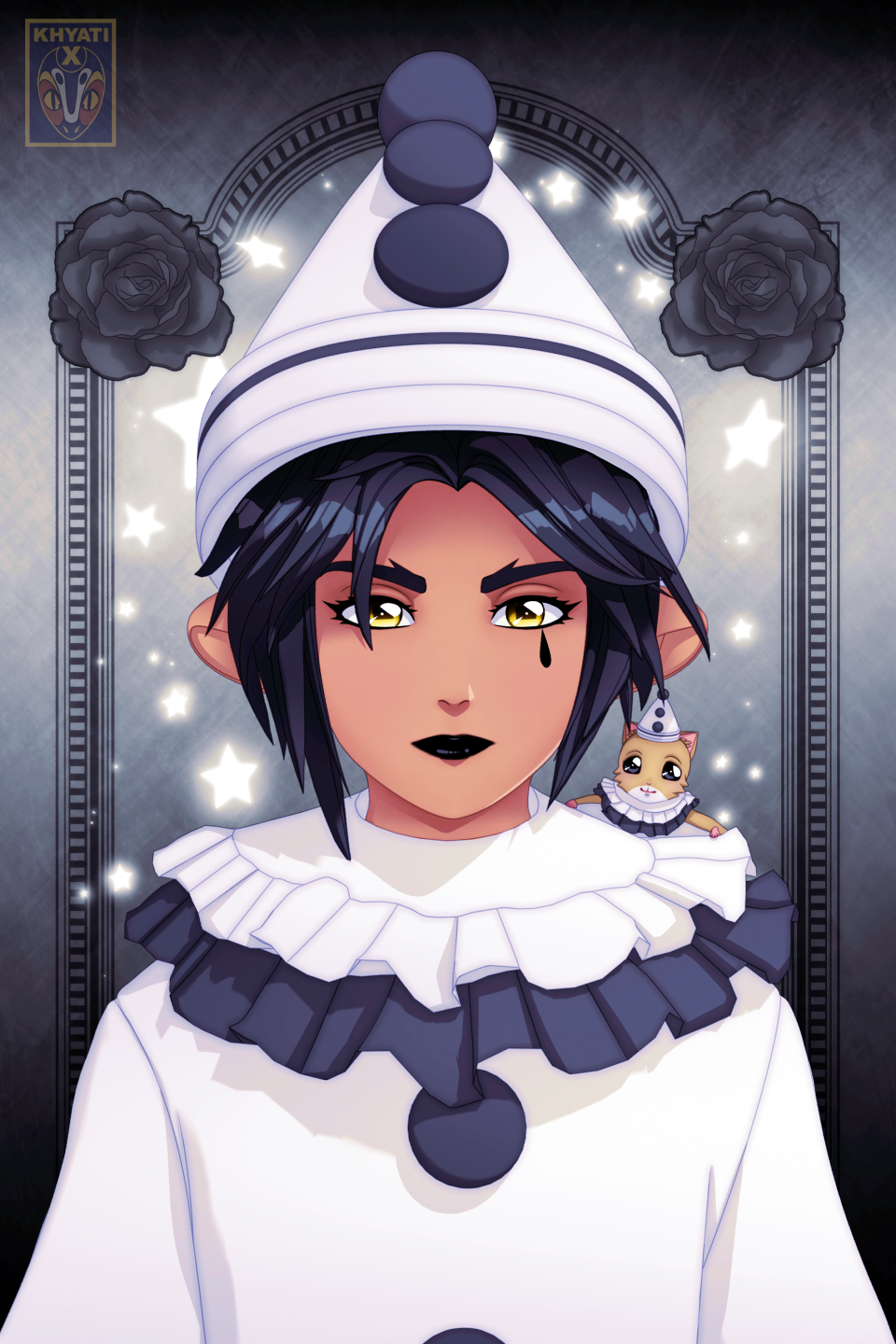 Eirk dressed as a Pierrot